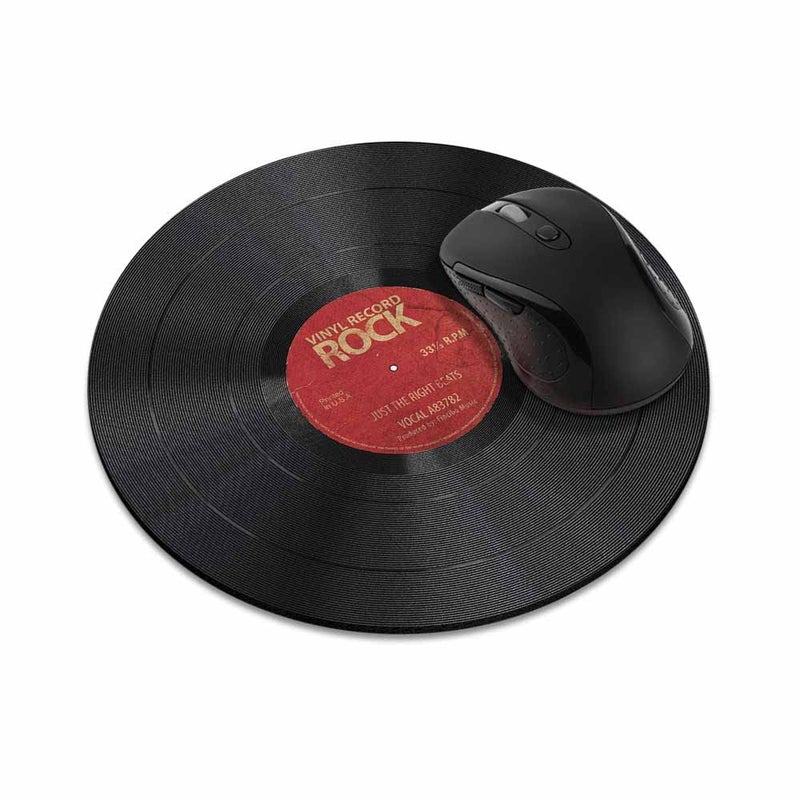 WIRESTER Non-Slip Round Mousepad, Vintage Vinyl Record Red Mouse Pad for Home, Office and Gaming Desk - Image 1